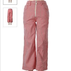 Topshop Houndstooth Zip front wide leg pants, Size 26